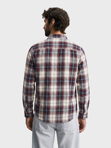 Men's Maroon Slim Fit Checkered Casual Shirt
