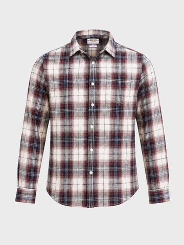 Men's Maroon Slim Fit Checkered Casual Shirt