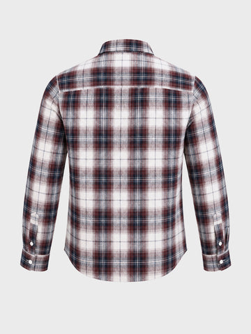 Men's Maroon Slim Fit Checkered Casual Shirt