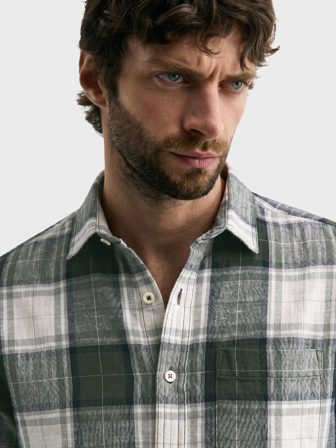 Men's Green Slim Fit Checkered Casual Shirt