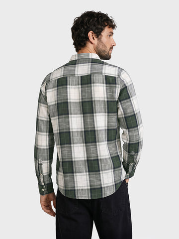 Men's Green Slim Fit Checkered Casual Shirt