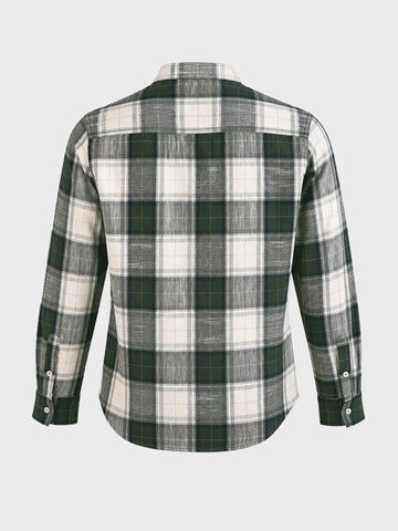 Men's Green Slim Fit Checkered Casual Shirt