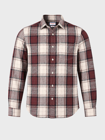 Men's Maroon Slim Fit Checkered Casual Shirt