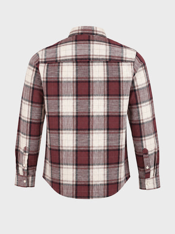 Men's Maroon Slim Fit Checkered Casual Shirt