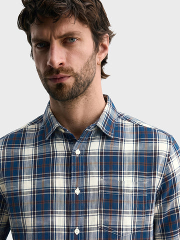 Men's Teal Slim Fit Checkered Casual Shirt
