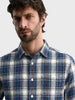 Men's Teal Slim Fit Checkered Casual Shirt