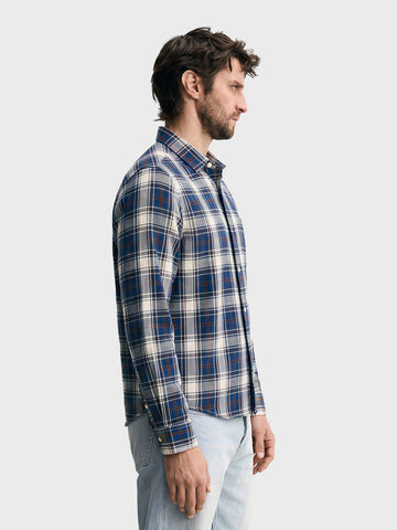Men's Teal Slim Fit Checkered Casual Shirt
