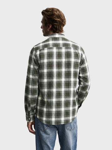 Men's Green Slim Fit Checkered Casual Shirt