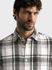 Men's Grey Slim Fit Checkered Casual Shirt