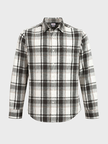 Men's Grey Slim Fit Checkered Casual Shirt