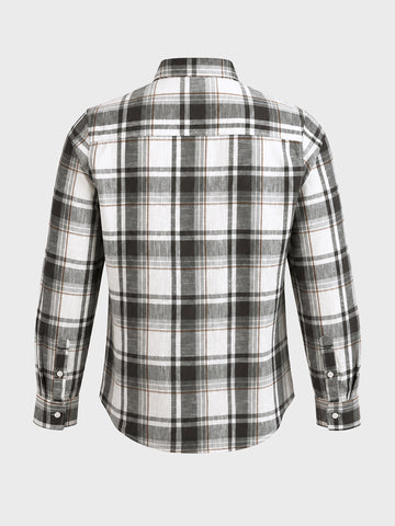 Men's Grey Slim Fit Checkered Casual Shirt