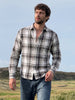 Men's Grey Slim Fit Checkered Casual Shirt