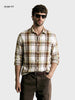Men's Khaki Slim Fit Checkered Casual Shirt