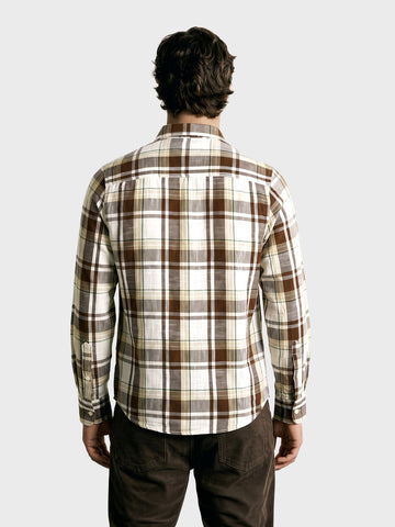 Men's Khaki Slim Fit Checkered Casual Shirt