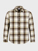Men's Khaki Slim Fit Checkered Casual Shirt