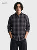 Men's Grey Slim Fit Checkered Casual Shirt