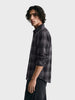 Men's Grey Slim Fit Checkered Casual Shirt
