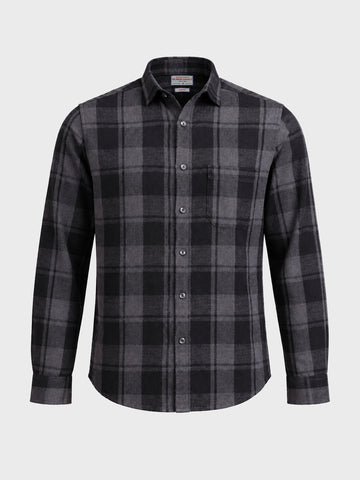 Men's Grey Slim Fit Checkered Casual Shirt