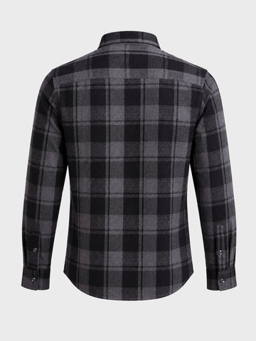 Men's Grey Slim Fit Checkered Casual Shirt