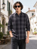 Men's Grey Slim Fit Checkered Casual Shirt