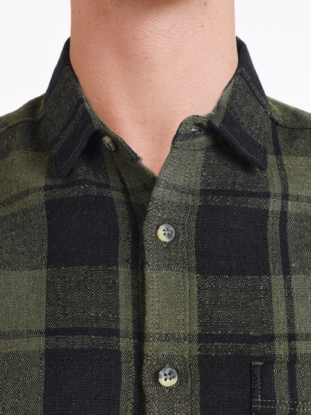 Men's Green Slim Fit Checkered Casual Shirt