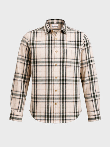 Men's Cream Slim Fit Checkered Casual Shirt