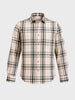 Men's Cream Slim Fit Checkered Casual Shirt