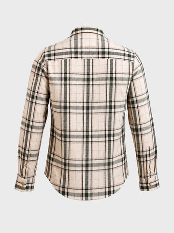 Men's Cream Slim Fit Checkered Casual Shirt