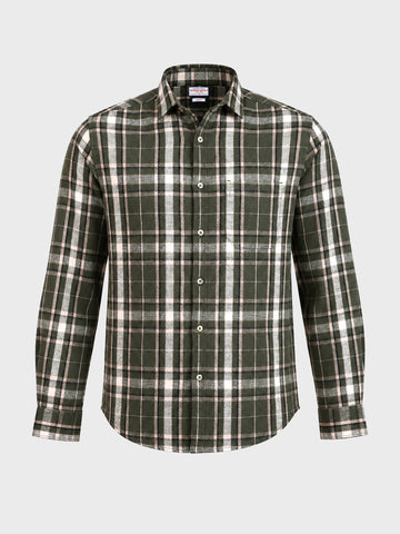 Men's Green Slim Fit Checkered Casual Shirt