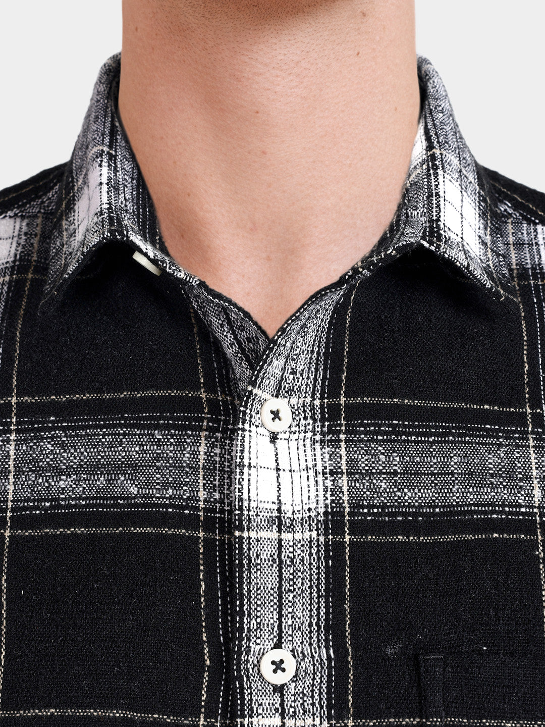 Men's Black Slim Fit Checkered Casual Shirt