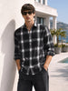 Men's Black Slim Fit Checkered Casual Shirt