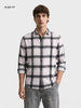 Men's White Slim Fit Checkered Casual Shirt