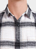 Men's White Slim Fit Checkered Casual Shirt