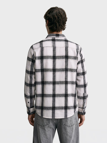 Men's White Slim Fit Checkered Casual Shirt