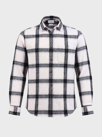 Men's White Slim Fit Checkered Casual Shirt