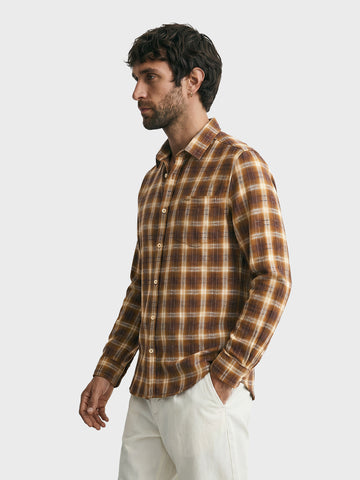 Men's Brown Slim Fit Checkered Casual Shirt