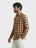 Men's Brown Slim Fit Checkered Casual Shirt