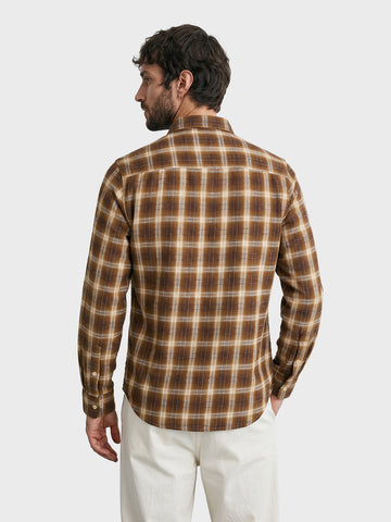 Men's Brown Slim Fit Checkered Casual Shirt