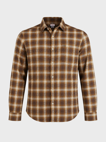 Men's Brown Slim Fit Checkered Casual Shirt