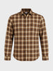Men's Brown Slim Fit Checkered Casual Shirt