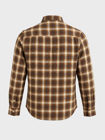 Men's Brown Slim Fit Checkered Casual Shirt