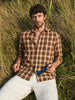 Men's Brown Slim Fit Checkered Casual Shirt