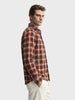 Men's Rust Slim Fit Checkered Casual Shirt