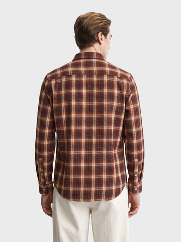 Men's Rust Slim Fit Checkered Casual Shirt