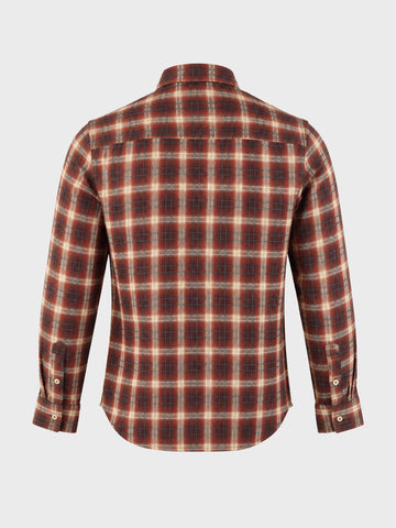 Men's Rust Slim Fit Checkered Casual Shirt