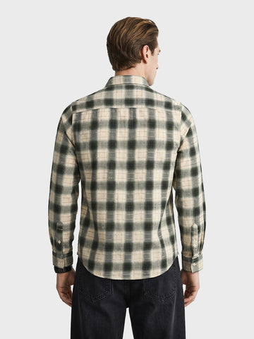 Men's Green Slim Fit Checkered Casual Shirt