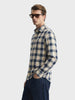 Men's Teal Slim Fit Checkered Casual Shirt