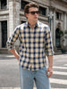 Men's Teal Slim Fit Checkered Casual Shirt