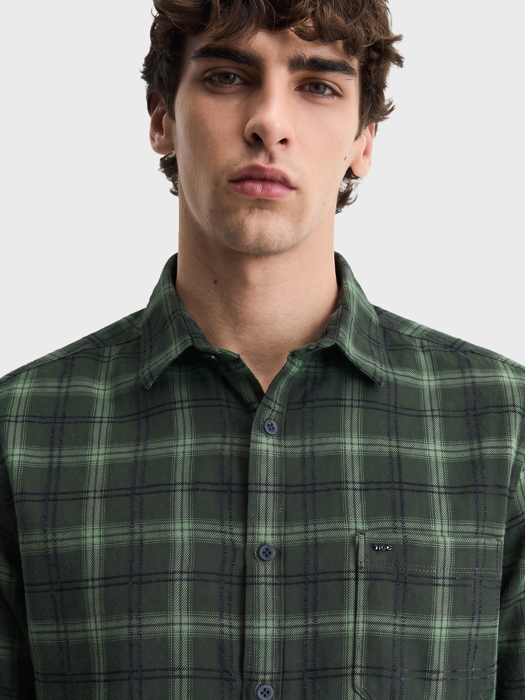 Men's Green Slim Fit Checkered Casual Shirt