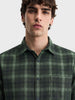 Men's Green Slim Fit Checkered Casual Shirt